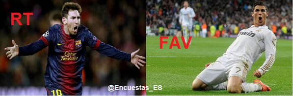 Encuestas_ES's tweet photo. (RT): MESSI
(FAV): CRISTIANO RONALDO http://t.co/KCPX39NBKT