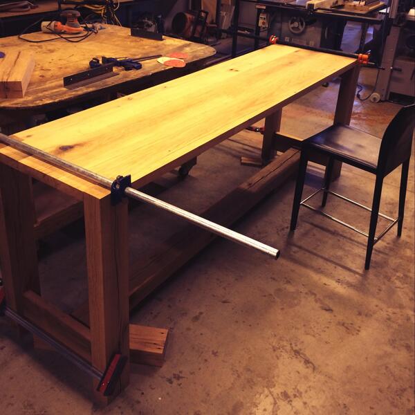 SPACEarchitects's tweet image. In process: oak counter-height work table/desk for a residential client. #buildingstuff