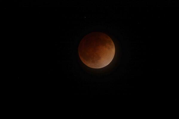 NASA's tweet photo. Spectacular views of the lunar #eclipse last night from across the US! Image: San Jose, CA. http://t.co/5EkkxhrqLc  http://t.co/rO8KsjtTEo