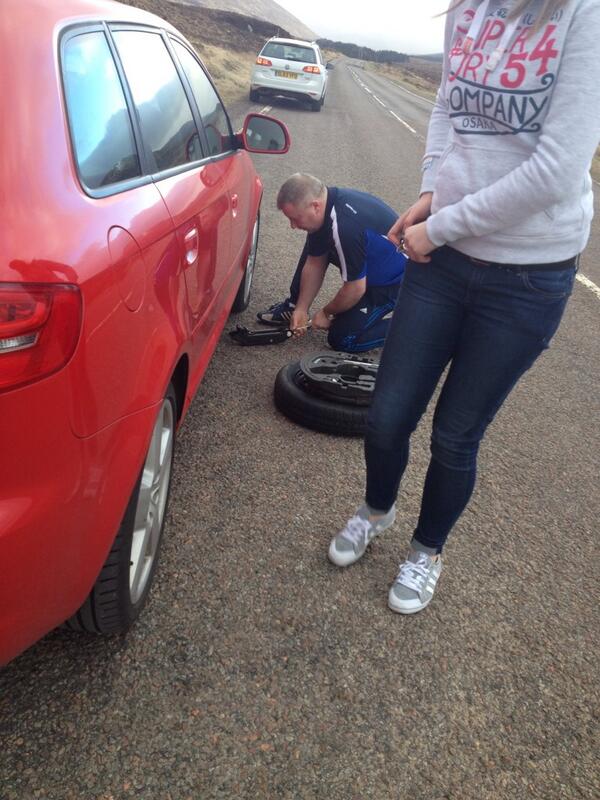 thominnes's tweet image. It's all gone wrong! Me and Pops pulled over to help a young lady out on the road to Ullapool.