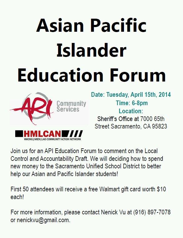 HMLCAN's tweet photo. HMLCAN and @AsianResources1 is hosting a community forum tonight to get input on @officialSCUSD #LCAP draft. Join us! http://t.co/B96nKjWkWl