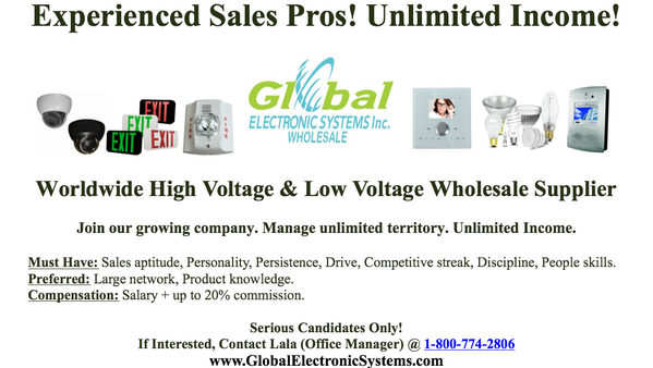 GESsupply's tweet photo. LOOKING FOR A GOOD SALES PERSON TO REPRESENT OUR COMPANY! CONTACT OUR OFFICE MANAGER AT 818-794-7098! http://t.co/BVbC3qBdCJ