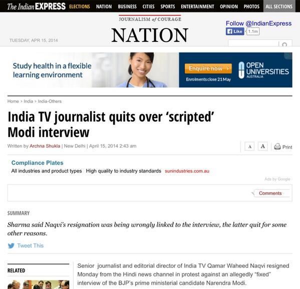 SukhSandhu's tweet image. #ModiKiAdalat shameful episode in the history of &apos;paid&apos; Indian media. Journalists quit India Tv #ShameBJP #ModiOnTV9
