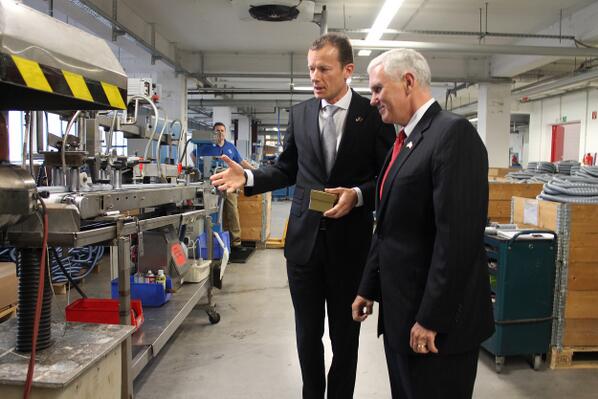 GovPenceIN's tweet photo. Enjoyed visiting NORRES, which announced today it will locate its 1st N American facility in #SouthBend #INDinGermany http://t.co/xVrrGAu58E