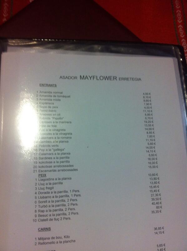 Sopar a Getaria (Guipúskoa) i trobar-te la carta en Català. Detall. #win