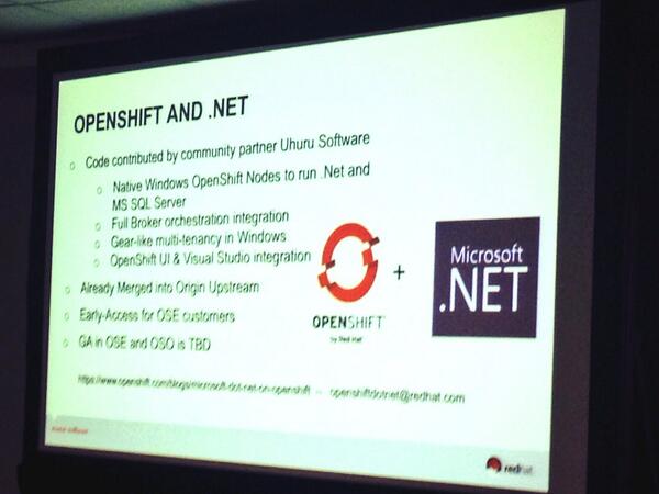 uhurusoftware's tweet image. RT @pythondj: Showcasing open source community collaboration @uhurusoftware contributes dotnet support to @openshift
