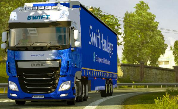 SwifthaulageVTC's tweet photo. One of our two first DAF's on the road as of today! Very lucky drivers to be driving these beauties! http://t.co/rDe8qYaSla