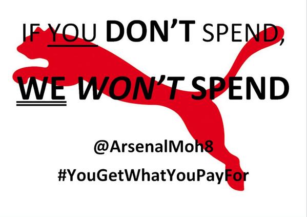 ArsenalMoh8's tweet photo. The Poster!

Please RT and share.

Need all Gooners to pull together on this one.

#YouGetWhatYouPayFor http://t.co/Uqdi440Guw