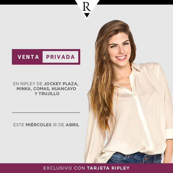 Stephanie_Cayo's tweet photo. Hoy!! En @RipleyenPeru venta privada! http://t.co/r3ISctlBlo