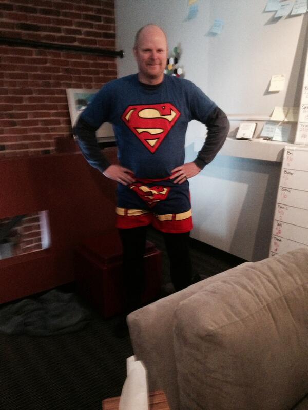 Sprucerman making an appearance on Pajamas Day at Agilutions