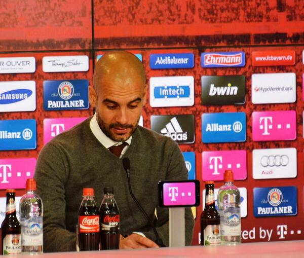 FCBayern's tweet photo. Und #Pep zum Abschluss: "Ich freue mich, das Finale spielen zu können." #BVBFCB #packmas #FCBPK http://t.co/Qyusc9h3DR