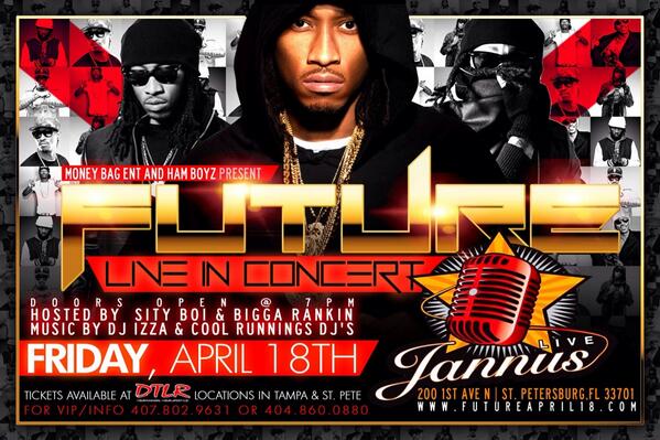 DaRealMBE's tweet photo. FUTURE TAKE OVER #TAMPA #STPETE TONIGHT FOR THE #HONESTTOUR @ JANNUS LIVE @BIGGARANKIN00 http://t.co/LKpjFhIiGv
