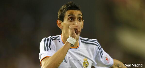 realmadrid's tweet photo. 20' Di María ha hecho el primer gol del partido y su cuarto tanto en esta Copa del Rey #FinalCopa #RMLive http://t.co/Sx9ogzU44f