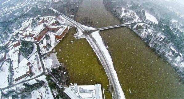UBishops's tweet image. Bishop's Professor Tim Doherty, captures a whole new angle of the #BUFlood2014.