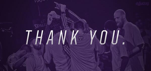To all the loyal Lakers fans that stuck w/ us through the ups & downs this year, we appreciate you, always. #GoLakers