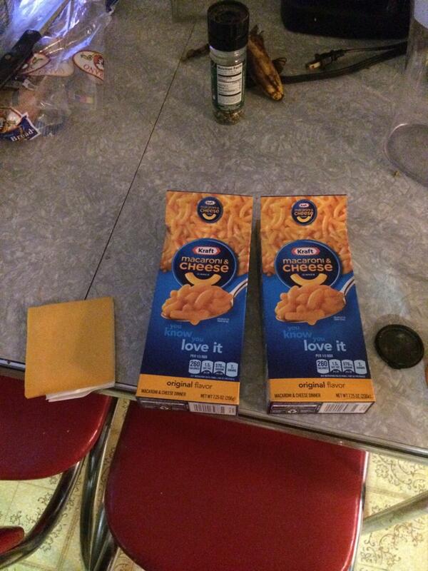 XanderBoy's tweet photo. A real feast tonight! Two boxes of garbage food, but some real cheese as an app! @NoAgendaNation http://t.co/MH8P83u5iS