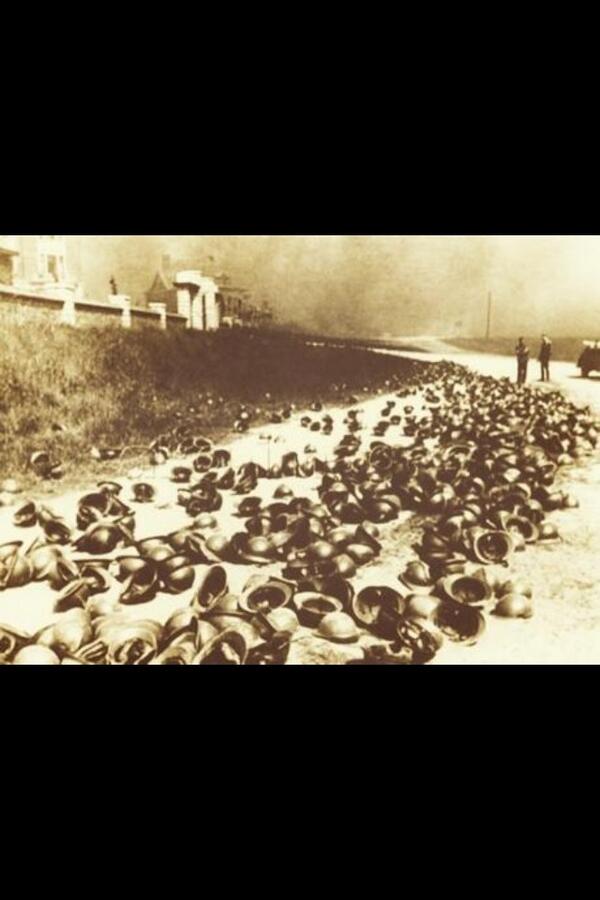 fall_france's tweet photo. Seeing all these helmets reminds me of all my brothers they will be remember - French soldier http://t.co/IjDFgNDgjX
