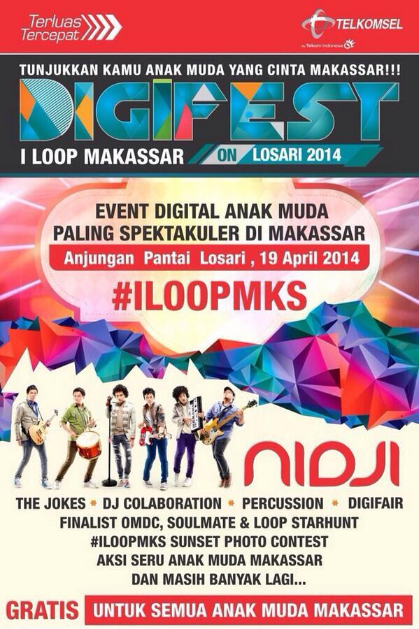 Makassar,be prepared 19 April jm 15.00 di Losari. DIGIFEST akan beri pengalaman br dunia digital km #iloopmks