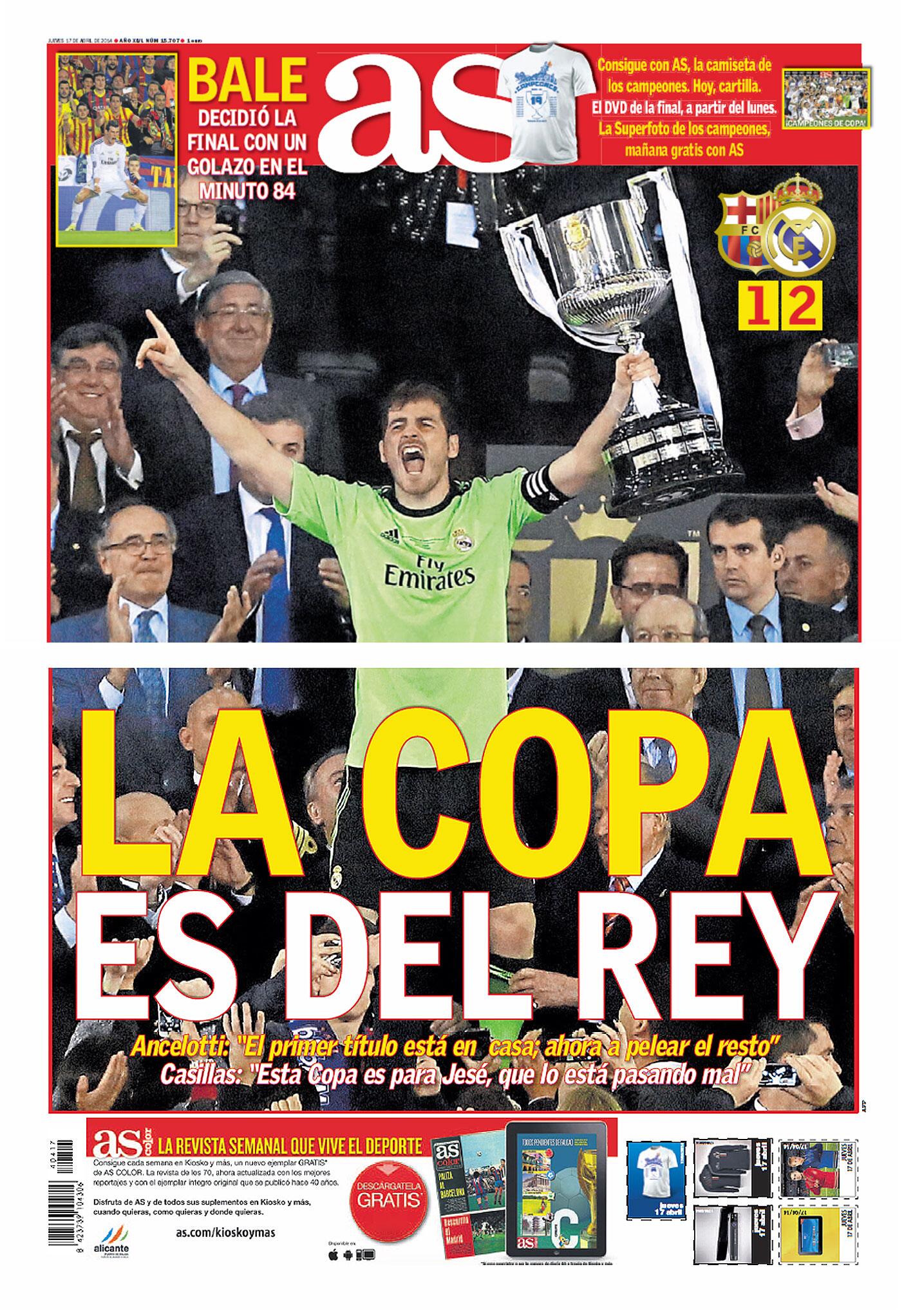 Diario AS on Twitter: "La portada de @diarioas hoy: La Copa es del rey http://t.co/pjG06BfX8P http://t.co/k6MVr0WcSm" / Twitter