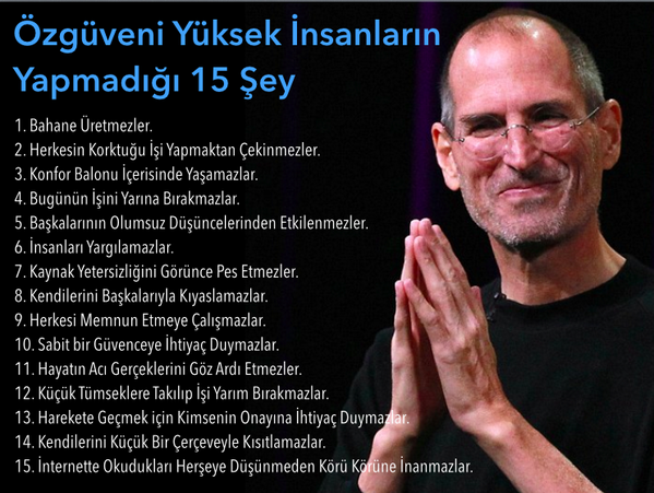 drguncelozturk's tweet photo. Özgüveni yüksek insanların yapmadığı şeyler. http://t.co/YeZ9DQ0Ut3