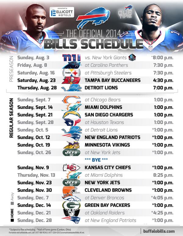 BuffaloBills's tweet photo. ICYMI: Here's the 2014 #Bills schedule http://t.co/7VsdWOL3su