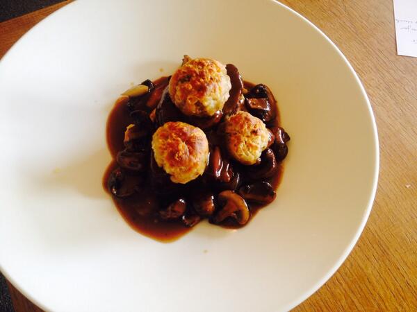 Slow cooked Lakeland venison, chocolate tom ale, chestnut mushrooms &amp; thyme dumplings #lakedistrict #cartmel
