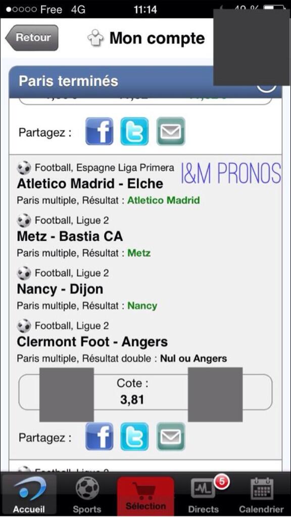 IMPronos's tweet image. Voici un deuxième combiné avec une côte de 3,81😊qui nous a permis de tripler notre mise facebook.com/pages/IM-Prono… likez