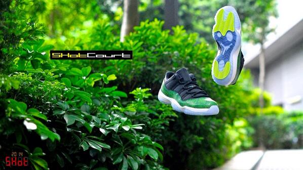 SHotCourt's tweet photo. Air Jordan XI Low Nightshade 
Dangerous! Watch out ! 
Have you caught the green snake?
#SHotCourt #kicksintheair http://t.co/0rakkbC96H