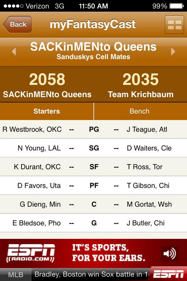 richweav's tweet photo. @krichbaum92 sorry you couldn't handle me in fantasy basketball #blowout http://t.co/21z9f1NONf