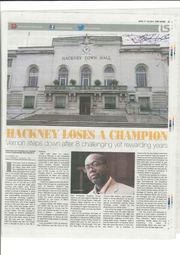 ppvernon's tweet photo. After 8yrs as a Cllr thank you local @HackneyLabour members,Cllrs,MPs, AMs,supporters,family&amp; Hackney residents. http://t.co/M24sVGuGOr