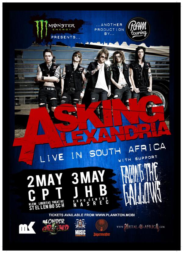 Asking Alexandria gracing South Africa's shores with some America Metal. Catch HMP there #sametal #askingalexandria