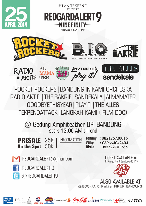 25 April kita bakalan perform di @RedgardAlert9 bareng <a href="/rocket_rockers/">Rocket Rockers</a> <a href="/inikamiska/">#NewWaveSkaBIO</a> <a href="/_radioaktif/">RADIOAKTIF</a> <a href="/thebakrie/">The Bakrie</a>  etc.. " ;)
