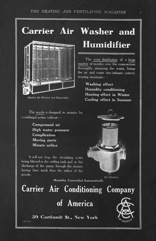 WillisCarrier's tweet image. On April 19, 1909, Carrier Air Conditioning Company of America was formed. #ThanksWillis #TBT @CarrierGreen