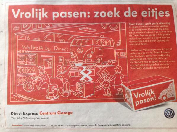 Lubcomm's tweet image. Fraaie paasadvertentie van @DirectExpressVW @pondealergroep in de #Amersfoortnu
