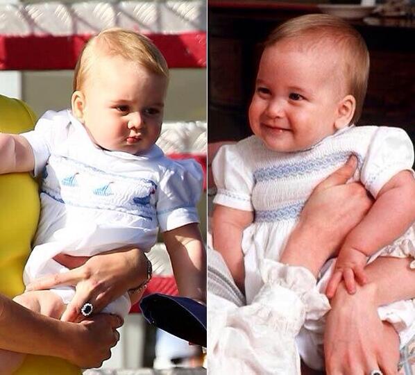 The two looking so alike!! #PrincessDiana would be SO proud of both son &amp; grandson!!  #PrinceWilliam #PrinceGeorge