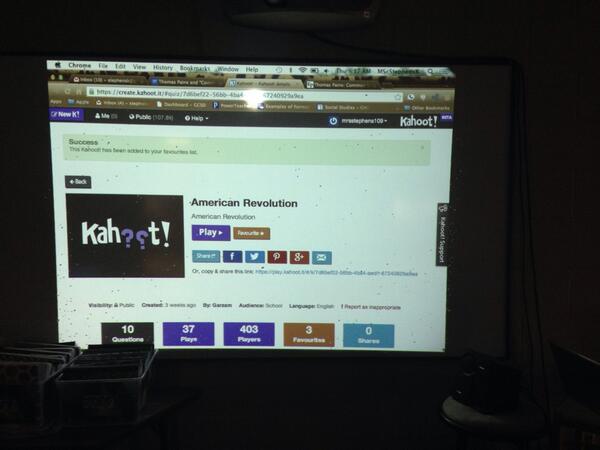 KateStephensLG's tweet photo. Starting the day off with a little pre-test Kahoot!  Engaged students warmed up and ready! #gilbertms #kahoot http://t.co/4Qj1LFV8mD