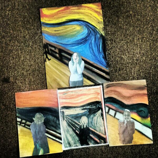 MsLounds216's tweet photo. Check out work samples from our scream project in 4th grade #ownedit #arted #edvardmunch @ICANSCHOOL @MarciAlegant http://t.co/xfC8dXSsfQ