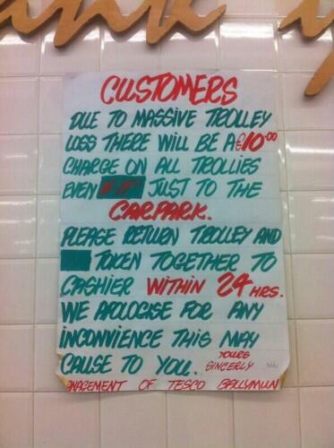 Tesco in Ballymun are charging a tenner deposit for trolleys edge.ie/1pcIveY (via @DailyEdge)