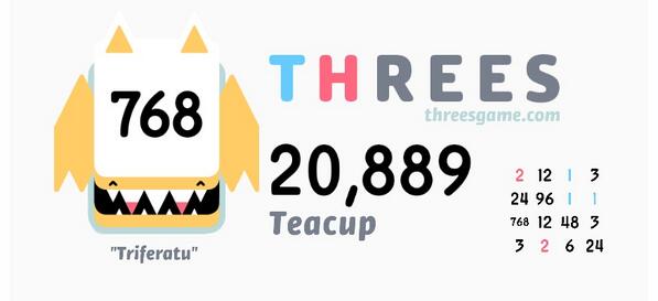 I just scored 20,889 in <a href="/ThreesGame/">Threes!</a>! threesgame.com