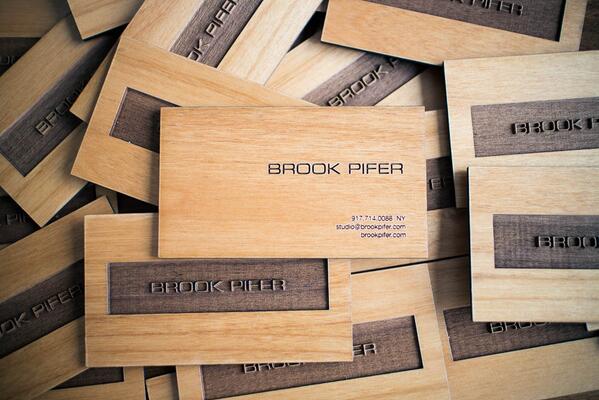 These wood business cards we etched for photographer <a href="/brookpifer/">Brook Pifer</a> are sure to get anyone's attention.