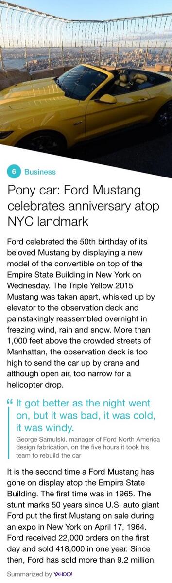 velosterguy's tweet image. Pony car: Ford Mustang celebrates anniversary atop NYC landmark #Ford #Mustang. yho.com/newsdigest