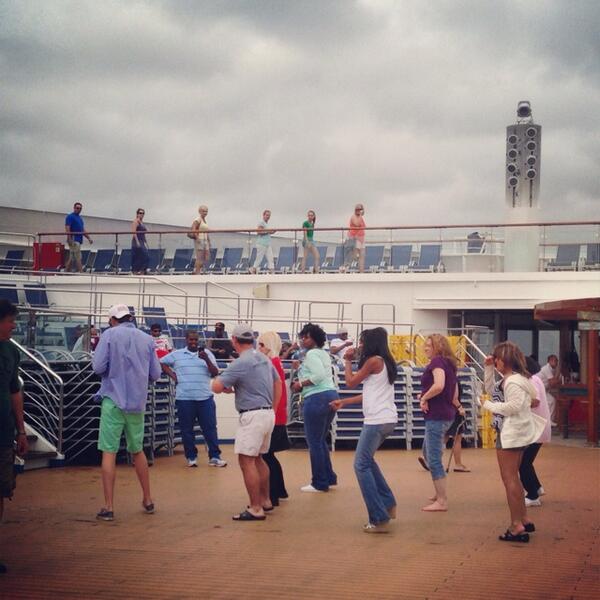 TheRebelChick's tweet image. Practicing for the Sail Off party on the Carnival Sunshine! #SunshinePortCanaveral #Dancingfools