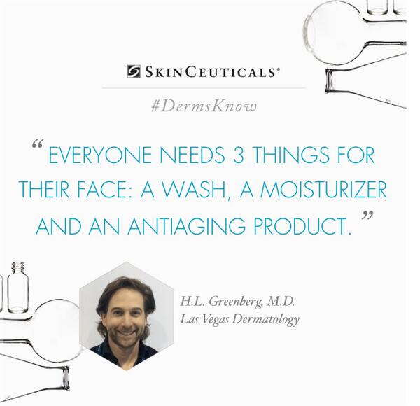 SkinCeuticals's tweet photo. Does your skincare regimen include the 3 things LasVegas Dermatology @hlgreenberg recommends? #DermsKnow @lvderm http://t.co/hN4jlZy4Lv
