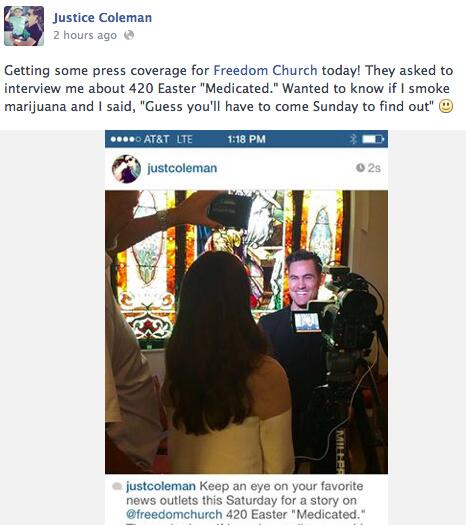 FreedomSFV's tweet image. Check out @JusticeColeman response to the Press when asked about our 420 "Medicated" series &amp;amp; if he smokes marijuana