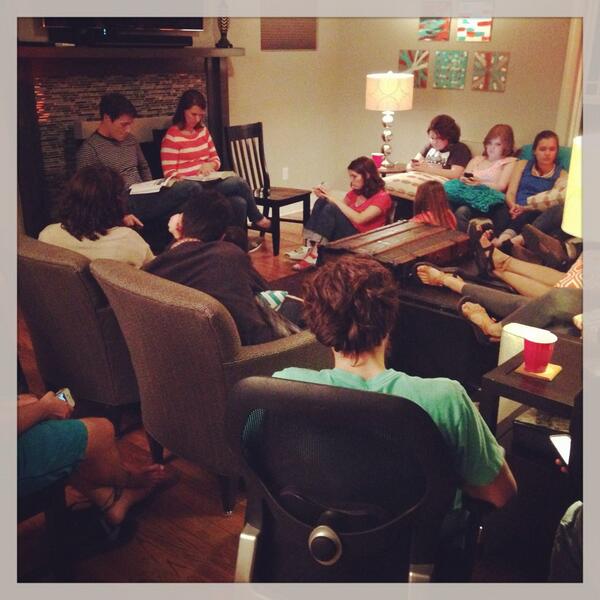 CWCollege's tweet photo. Theological question round with John. Diving deep tonight! @ChristWayChurch #downtowncollegelifegroup http://t.co/5Y54frCWXS
