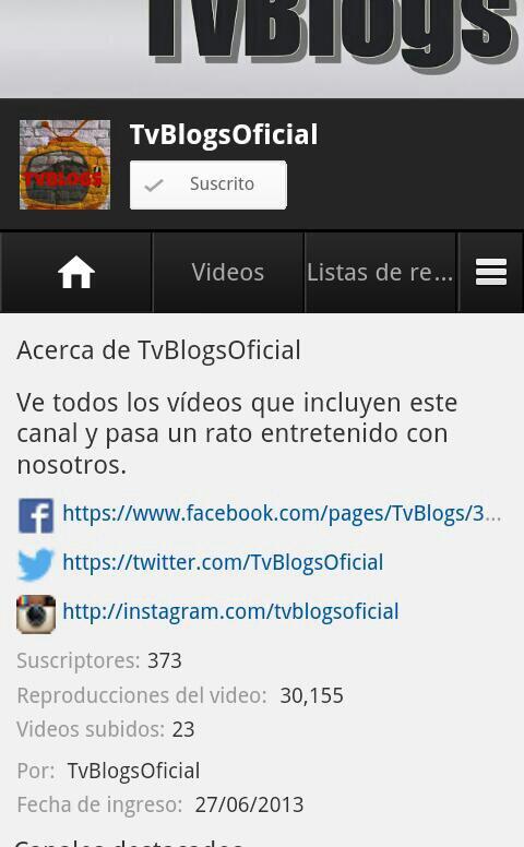 TvBlogsOficial's tweet photo. ¡INCREÍBLE! 373 suscriptores, 30,155 visitas. ¡GRACIAS! http://t.co/iJl474Jltk