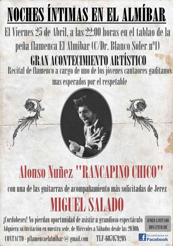 <a href="/RancapinoC/">Rancapinochicoficial</a> y <a href="/salado2004/">Miguel salado</a> VIERNES 25 DE ABRIL - 22:00 HORAS en EL ALMÍBAR DE CÓRDOBA