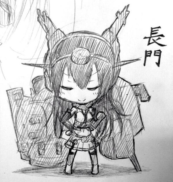 部室で長門描いてた。 