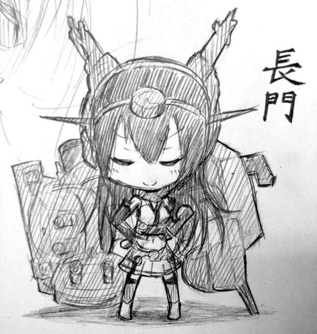 部室で長門描いてた。 