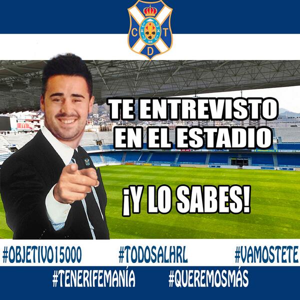 Tenerifemania's tweet photo. @Badayco_Sanz Nos espera por fuera del estadio para entrevistarnos ¡Y lo sabes! #Objetivo15000 #QueremosMás http://t.co/I0by56AAhH
